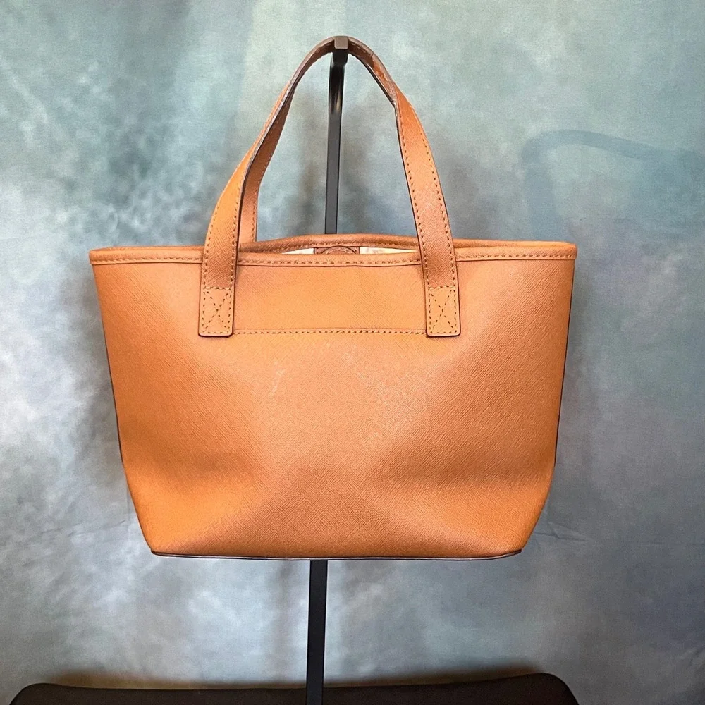 Michael Kors Tan Saffiano‎ Leather Small Tote Bag Gold MK Logo Logo Lining